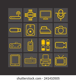 Set of simple flat icons with electric devices