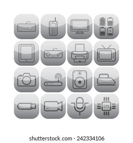 Set of simple flat icons with electric devices