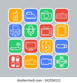 Set of simple flat icons with electric devices