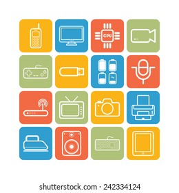 Set of simple flat icons with electric devices