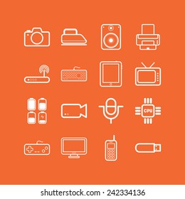 Set of simple flat icons with electric devices