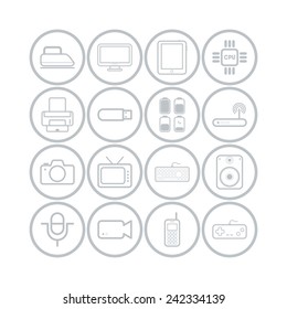 Set of simple flat icons with electric devices