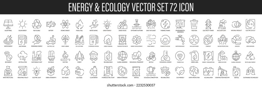 Set simple flat lines icon related of ecology