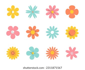 Set of simple flat modern flowers