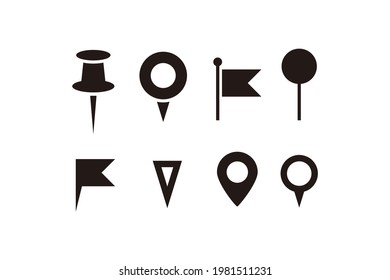 Conjunto de diseño de ilustración de icono de pinzas planas simples, vector de plantilla de colección de símbolos de clavijas de silueta