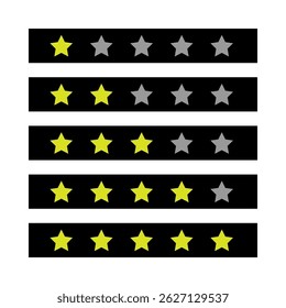 Set of Simple Flat Rating Star icon with Yellow Black Color. High Quality Editable Icon Vector
