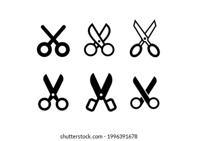 Set of Simple Flat Scissors Icon Illustration Design, Silhouette Scissors Symbol Collection Template Vector