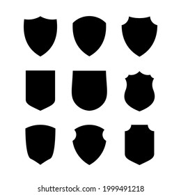 Set of Simple Flat Shield Icon Illustration Design, Silhouette Shield Symbol Collection Template Vector