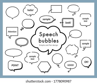 Set of simple and flat speech bubbles