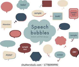Set of simple and flat speech bubbles