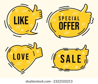 Set of simple and flat speech bubbles