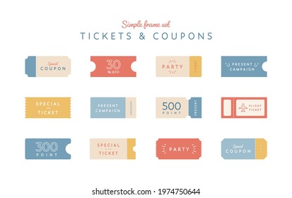 A set of simple, flat ticket or coupon frames