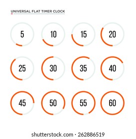 Set of simple flat timers. Vector stroke symbols. Trandy design