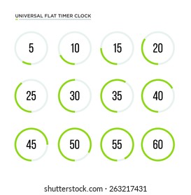 Set of simple flat timers. Vector stroke symbols. Trandy design