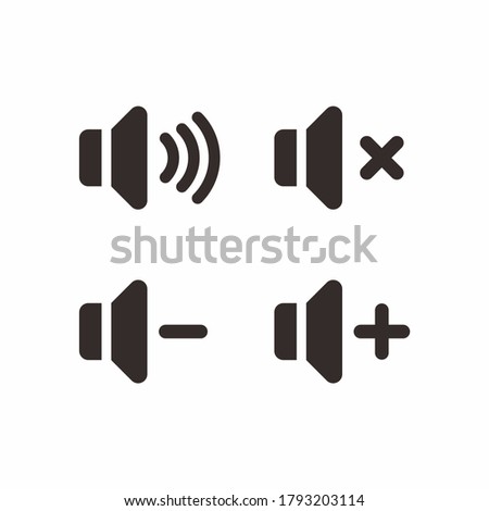 Set of Simple Flat Volume Icon Illustration Design, Modern Audio Silhouette Symbol Collection Template Vector