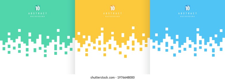 Set of simple flat yellow, light blue and green color design. Abstract pastel color vertical stripes lines transition on white background with copy space. Pattern minimal style collection. Vector EPS - Shutterstock ID 1976648000
