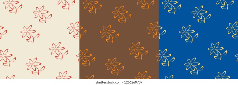 Set of simple floral seamless backgrounds