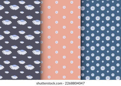 Set of simple floral seamless patterns