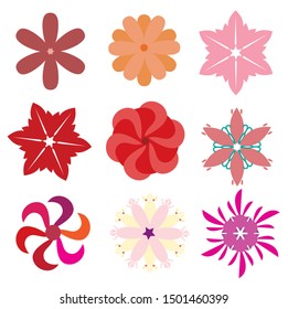 Set of simple flower for decoration,vector illustration.