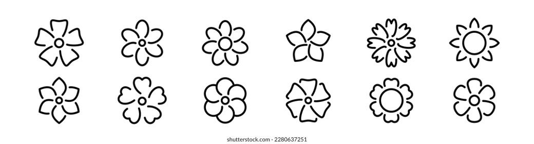 Set of simple flower icon illustration