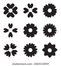 Set of simple flower icon illustration