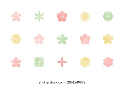 Set of simple flower icons
This illustration has elements of plants, cherry blossoms, plum blossoms, cute, etc.