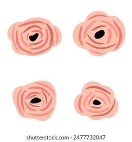 Conjunto simple flor aislada sobre fondo blanco. Elementos florales para su diseño. Marcos, divisores.
