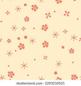 Set of simple flower seamless patterns. daisy, simple abstract flowers, stems and leaves floral collection. all over print 