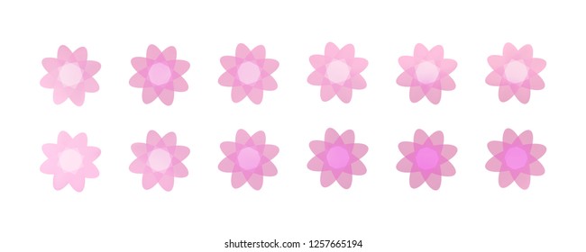 Set of simple flowers of different colors on white background. You can use in the game, app, communications, electronics, agriculture, or creative design concepts.
