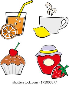 Set of simple food and drink illustrations