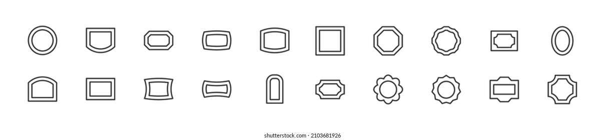 Set of simple frame line icons. Outline stroke object. Linear signs pack. Perfect for web apps and mobile.