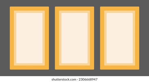 A set of simple frames .  A collection of vertical blank templates for text decoration. Congratulatory or wedding frames. Vector layouts, space for text, photos. 