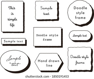 Set of simple frames of hand-drawn style of various forms