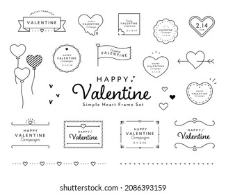 A set of simple frames for Valentine's Day.
This illustration includes hearts, cuteness, ribbons, flags and other elements.