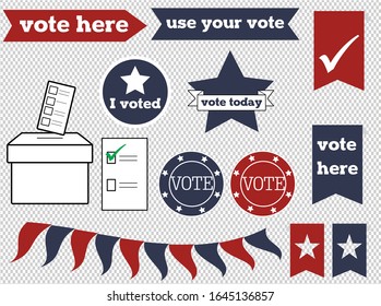 A set of simple fully editable voting and ballot paper vector graphics