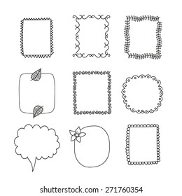 Set of simple funny black frame, drawn by hand