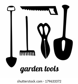 set of simple garden tools