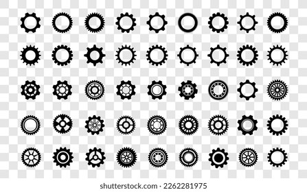 Set of simple gears icon.Gear wheels line black icons .Cogwheel machine gears