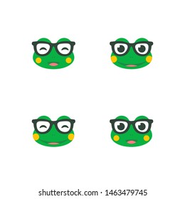 Set of simple Geek Frog illustration. 