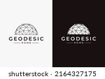 Set of Simple Geodesic dome logo icon vector on black and white background