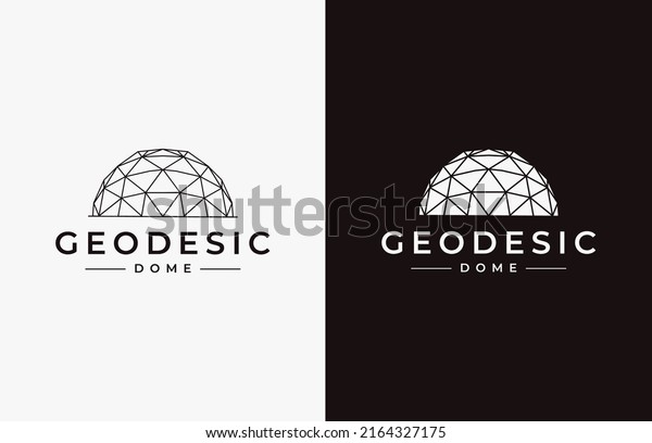Set of Simple Geodesic dome logo icon vector
on black and white
background