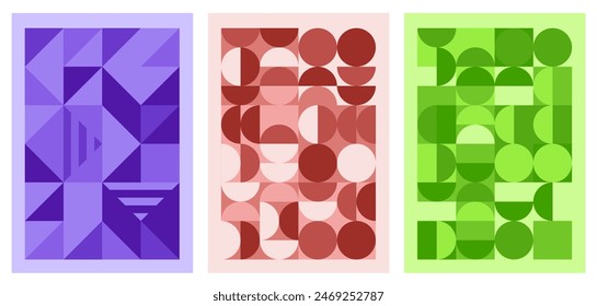 Set of simple geometric art posters with simple shape and pattern in color tones. ESP 10.