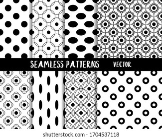 A set of simple geometric black and white patterns