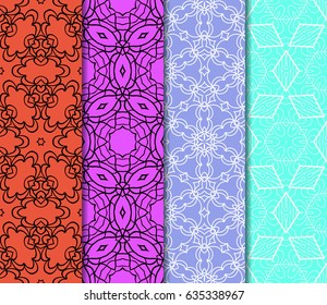 set of simple geometric decorative seamless pattern. vector illustration.
