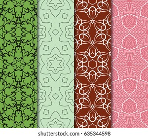 set of simple geometric decorative seamless pattern. vector illustration.