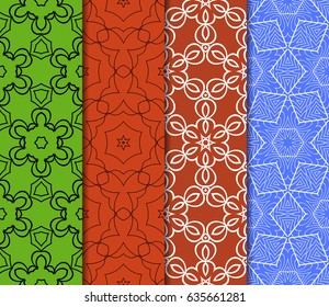 set of simple geometric decorative seamless pattern. vector illustration.