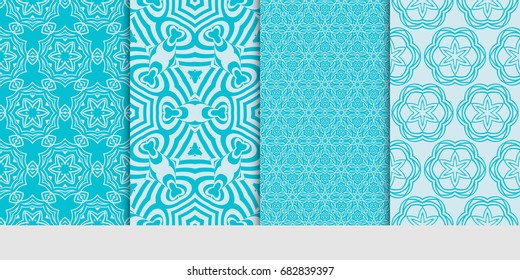 set of simple geometric decorative seamless pattern. vector illustration. for interior design, wallpaper, textiles. blue color