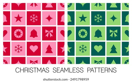 Set of simple geometric elements pattern design for Christmas and new year background.