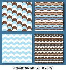 Set of simple geometric patterns used for fabric, textile, print, background and decorative wallpaper