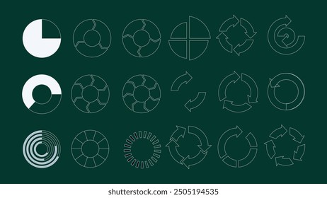 Conjunto de Elementos de barras de diagrama de pastel geométricos simples.